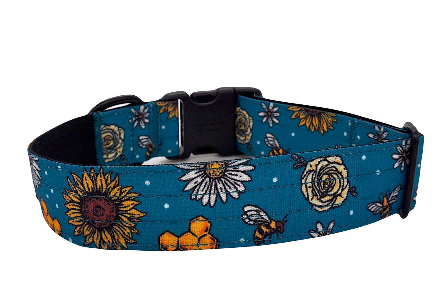 Bees Knees Teal Dog Collar: Small