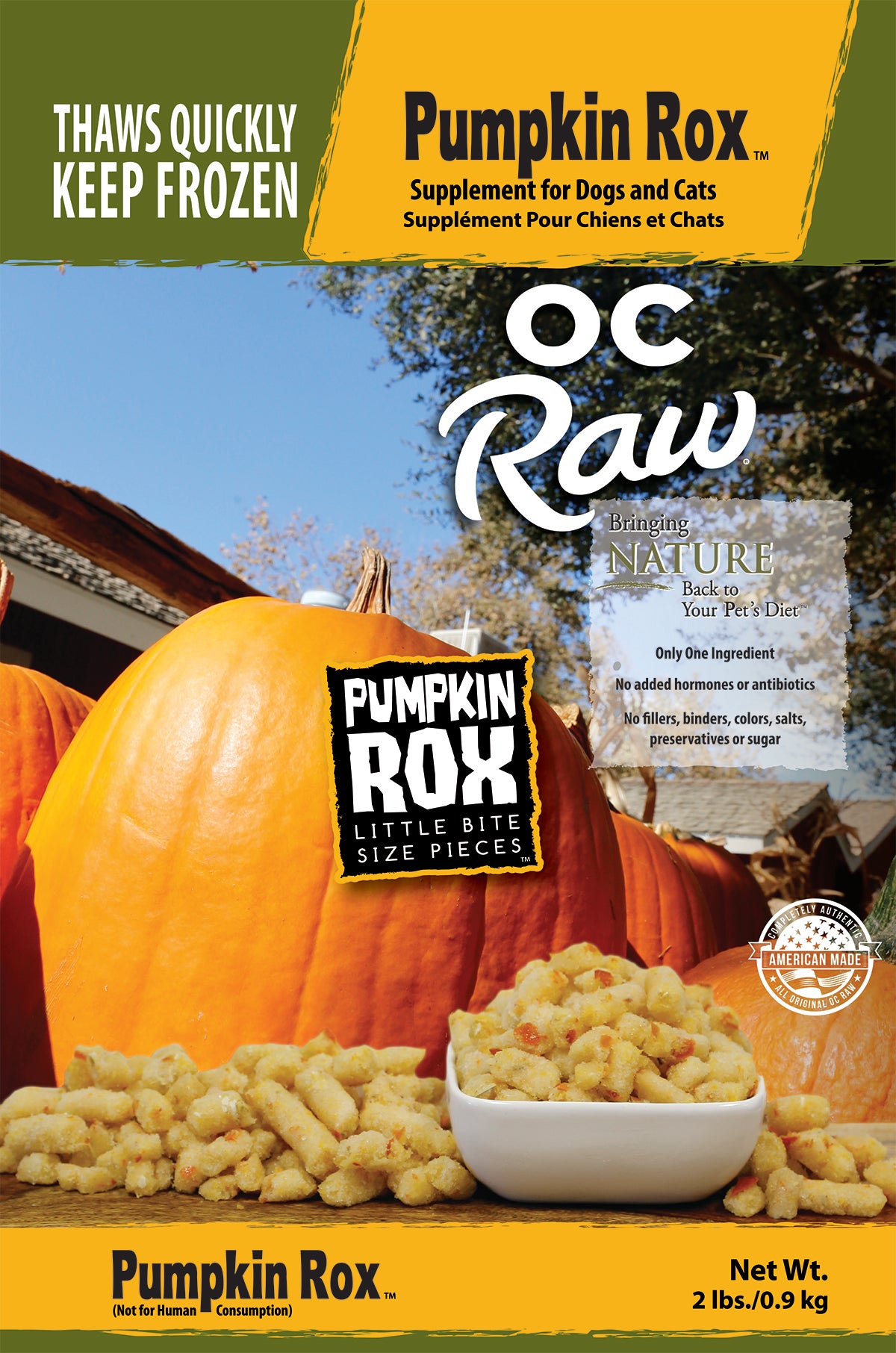 Oc Raw Pumpkin Rox Dog Treats- 2lb