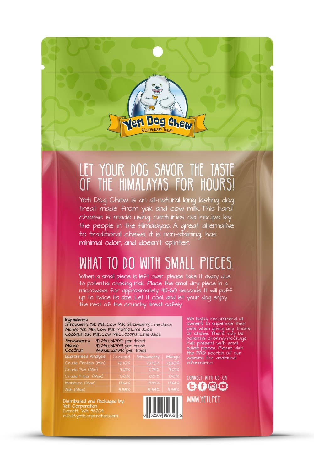 Yeti Chews Coconut/Strawberry/Mango Large 3 pack