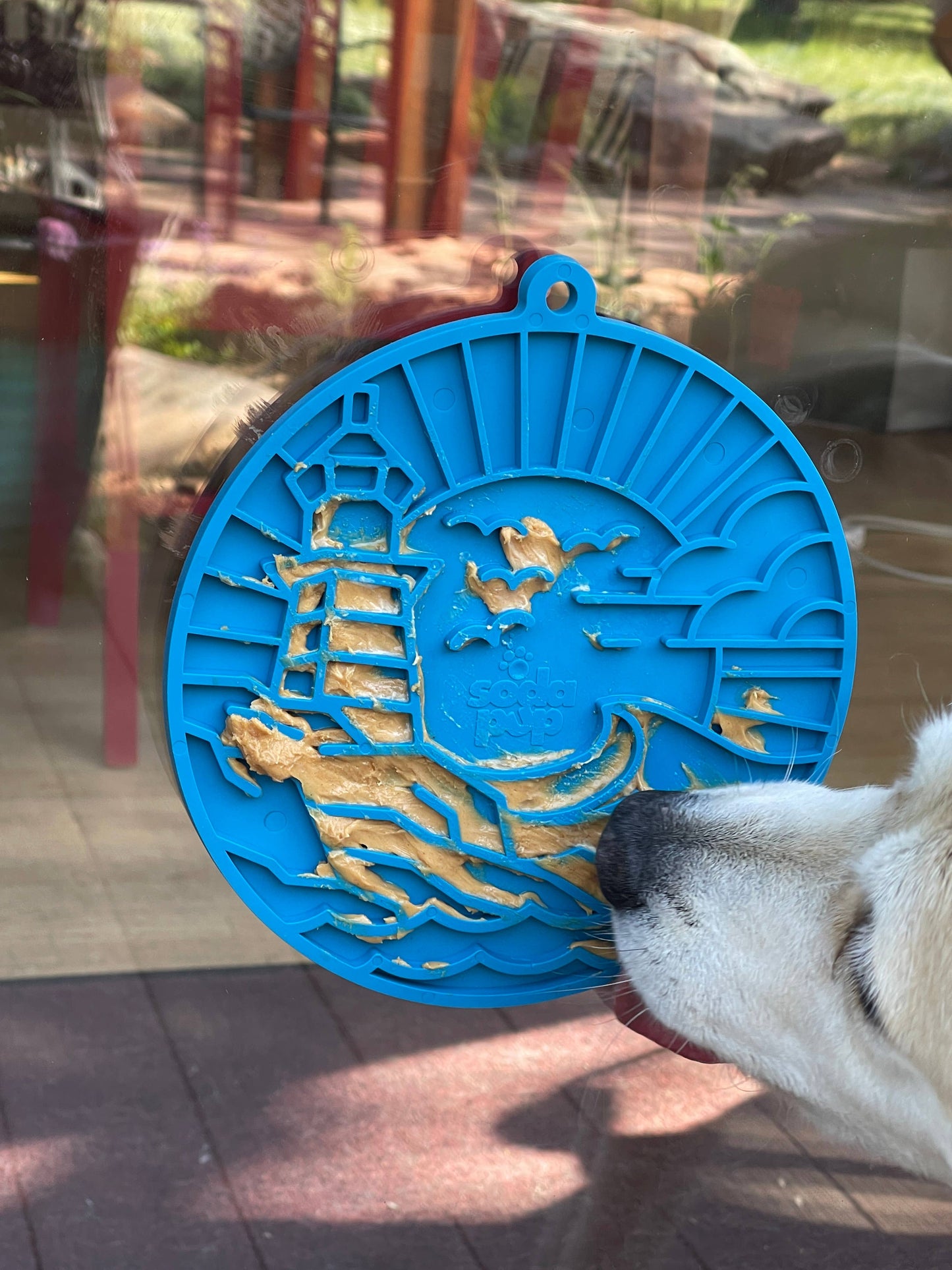 Lighthouse eMat Enrichment Lick Mat With Suction Cups: Sea foam blue