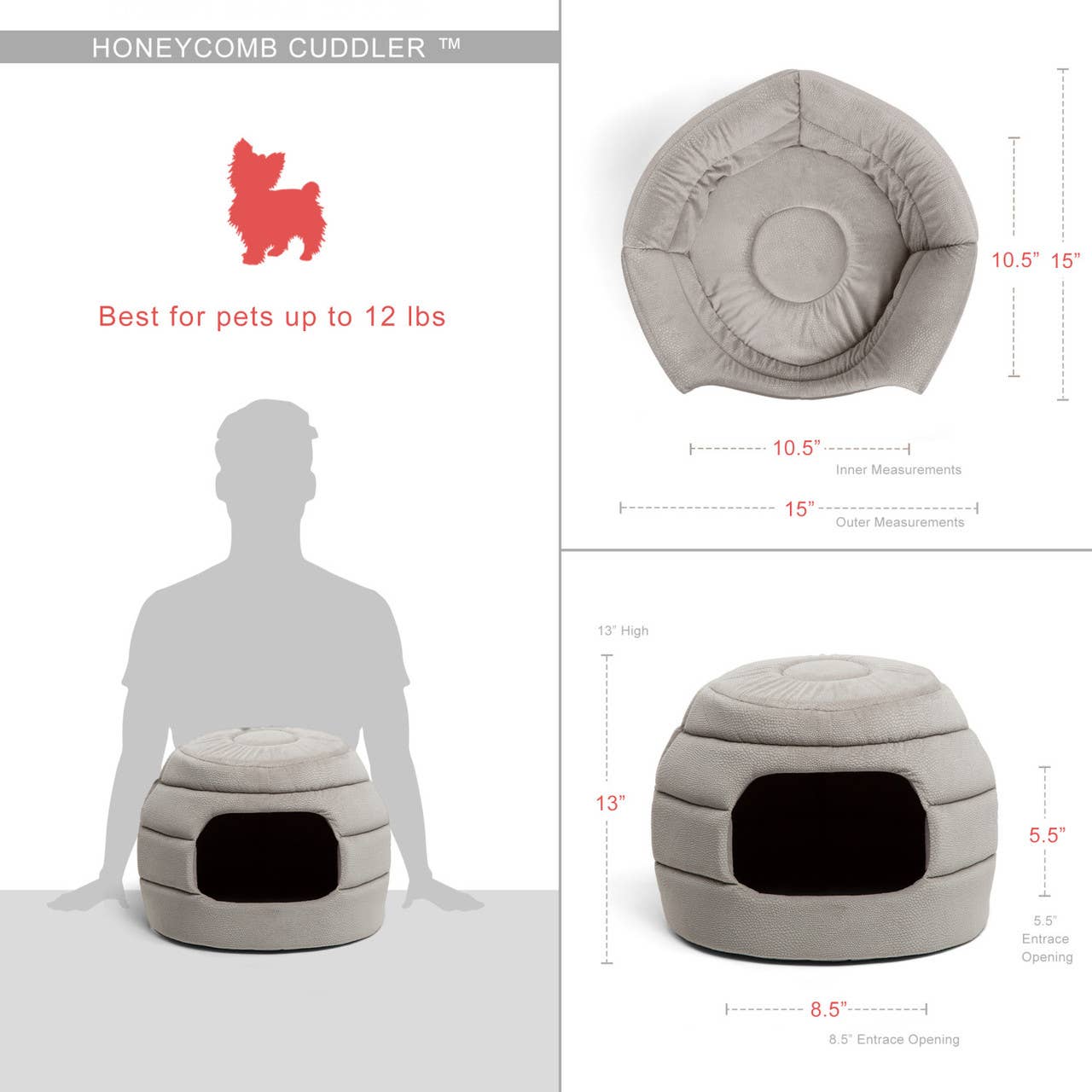 Honeycomb Pet Hut Cuddler Grey