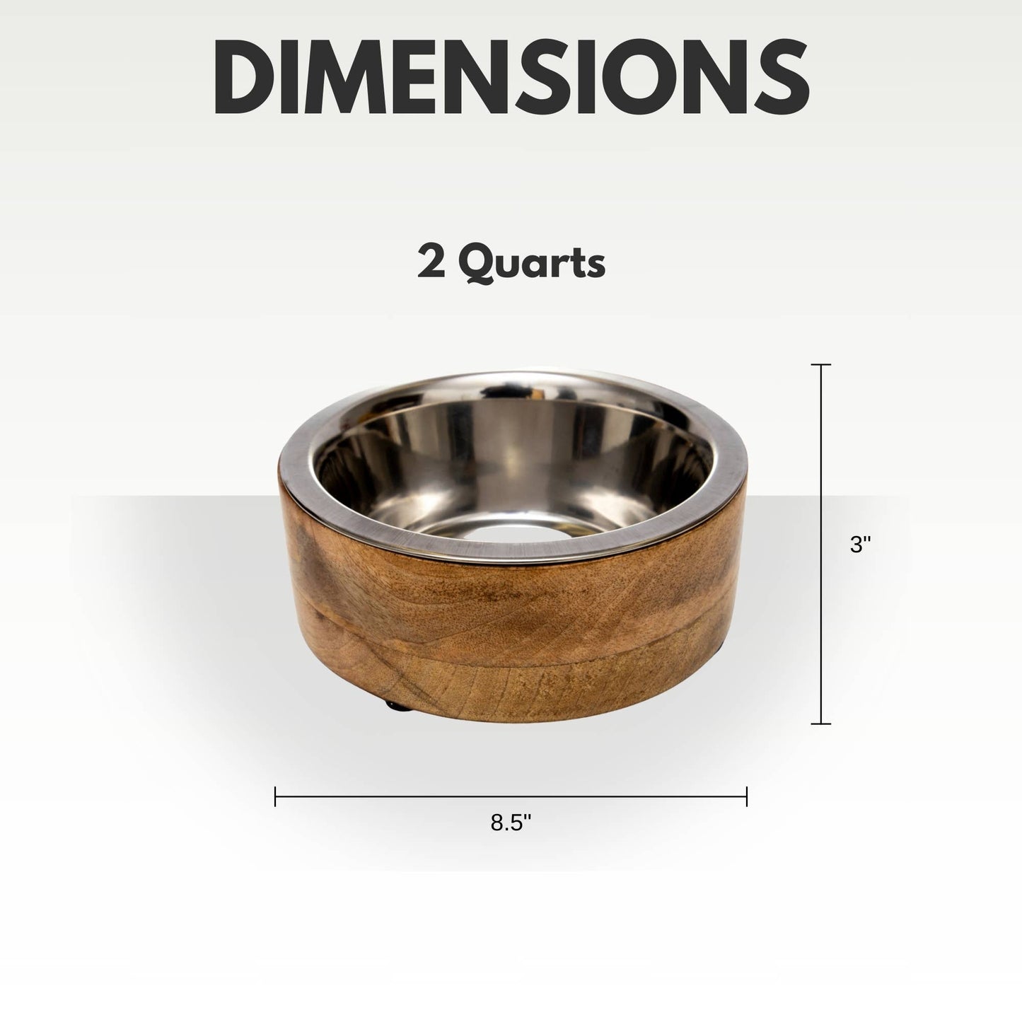 Stainless Steel Dog Bowl with Wood Holder: 1 Quart