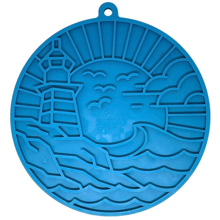 Lighthouse eMat Enrichment Lick Mat With Suction Cups: Sea foam blue