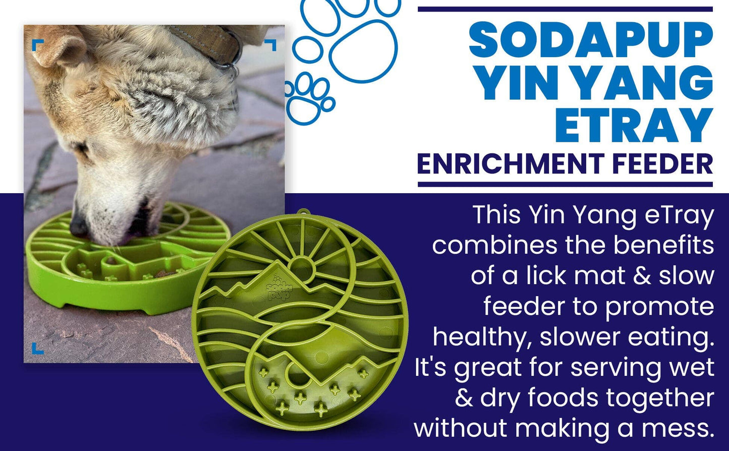 Yin Yang Design Shallow Slow Feeder Tray for Dogs