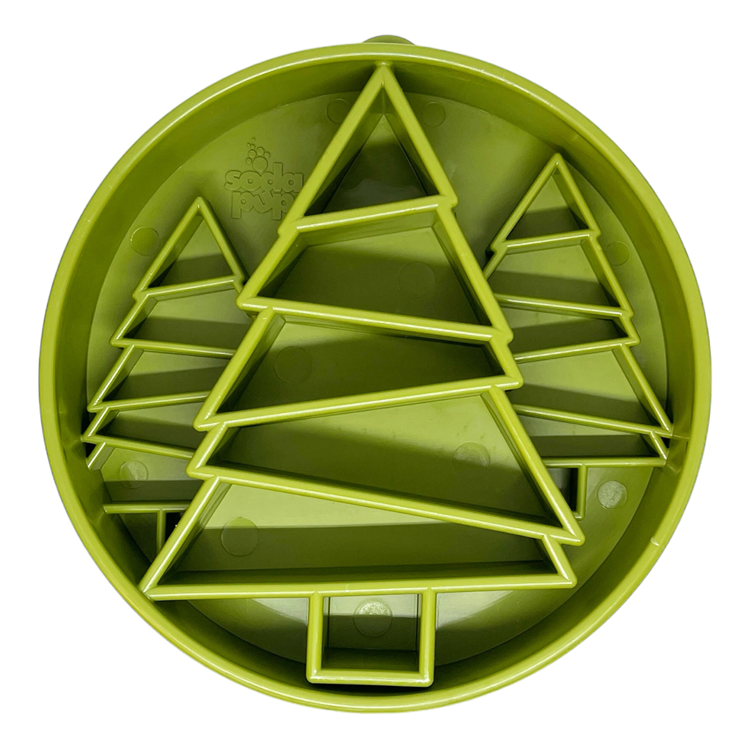 Pine Tree Enrichment Slow Feeder Bowl for Dogs: Trees ebowl - Green