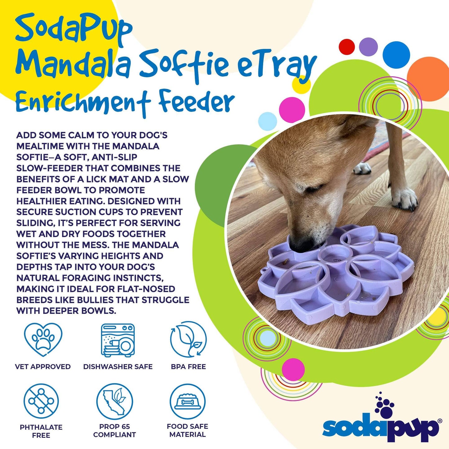 Mandala "Softie" eTray Enrichment Tray for Dogs: Light Green