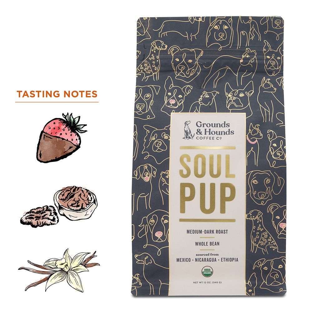 Soul Pup Organic Blend Coffee - Ethiopia, Guatemala, Mexico: Whole Bean