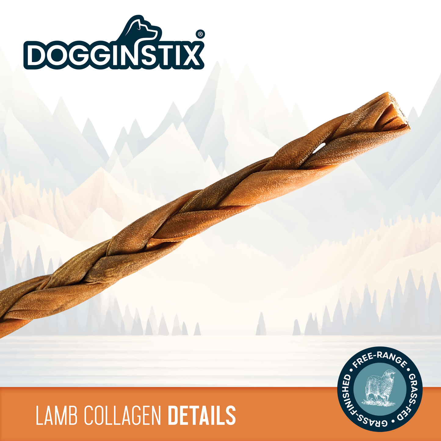 12" Braided Lamb Collagen Sticks