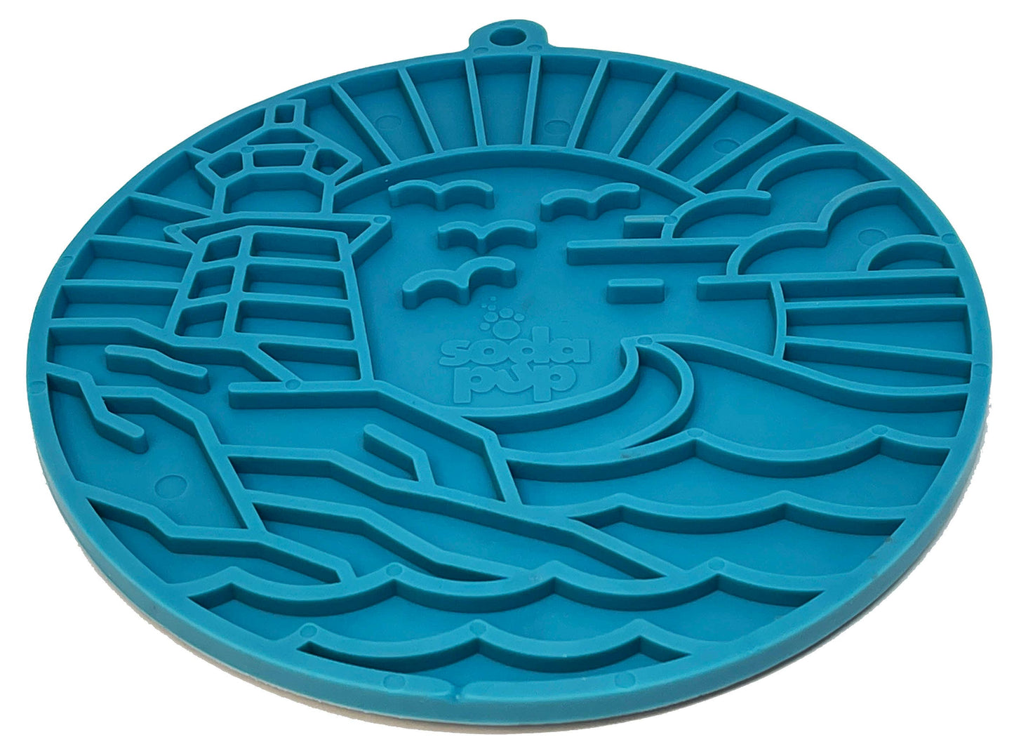 Lighthouse eMat Enrichment Lick Mat With Suction Cups: Sea foam blue