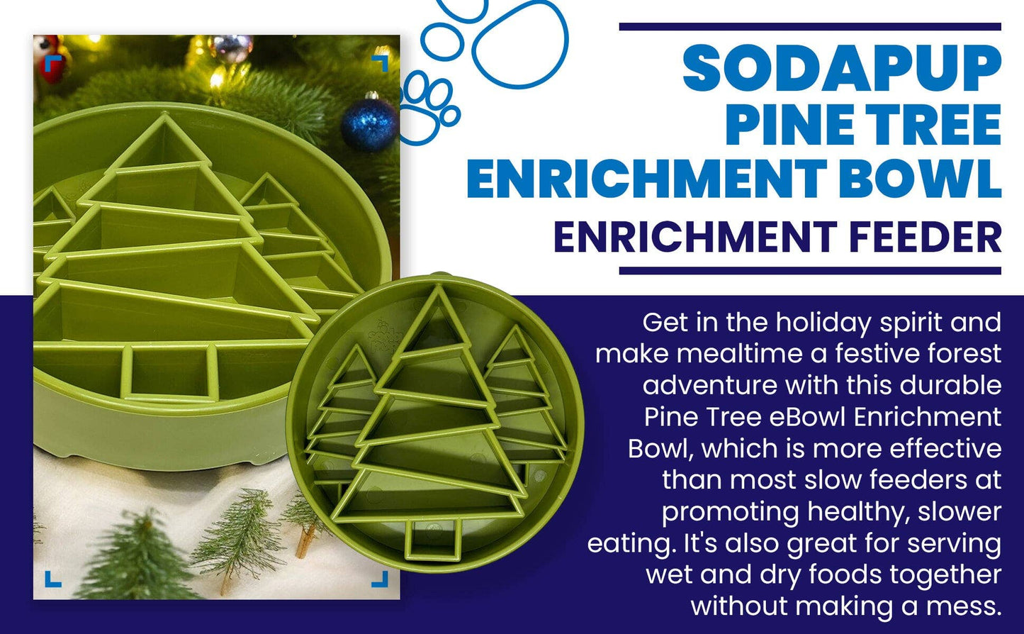 Pine Tree Enrichment Slow Feeder Bowl for Dogs: Trees ebowl - Green