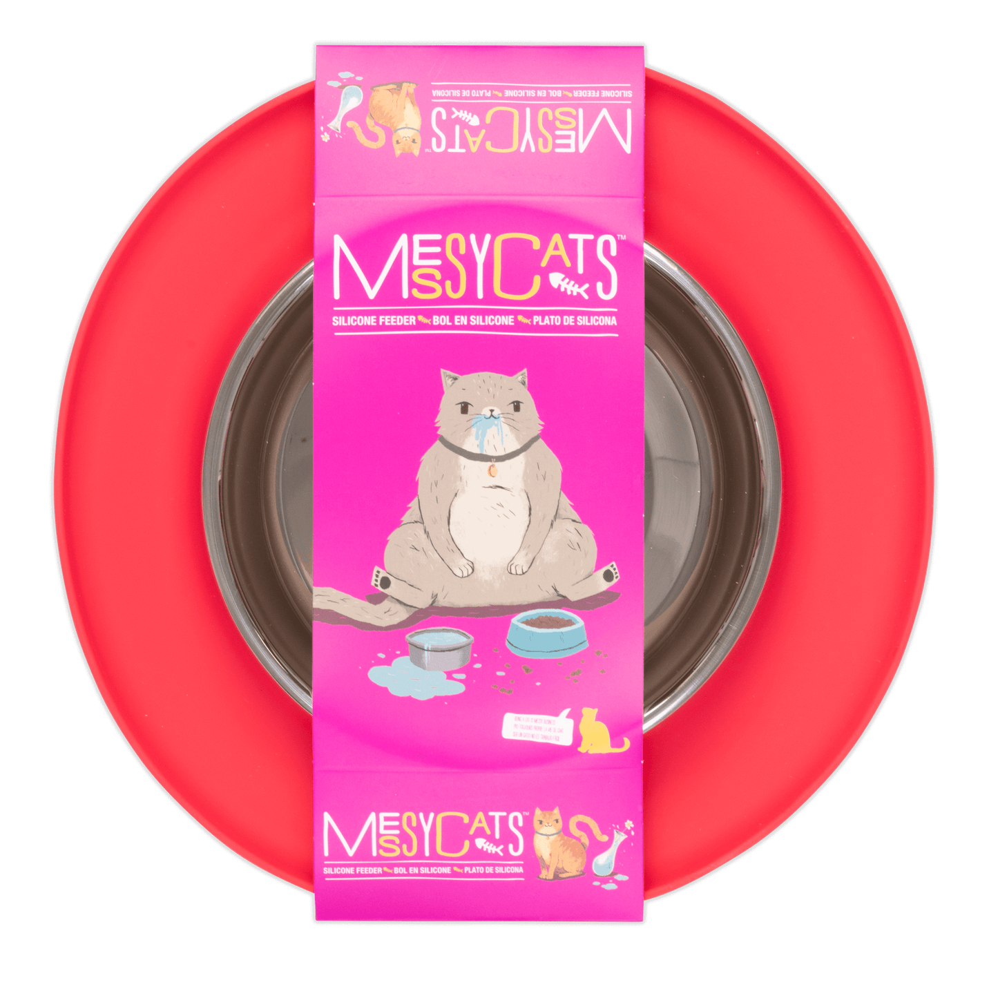 Single Silicone Cat Feeder with Stainless Steel Bowl: Warm Grey