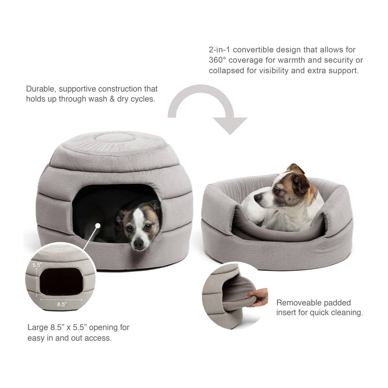 Honeycomb Pet Hut Cuddler Grey