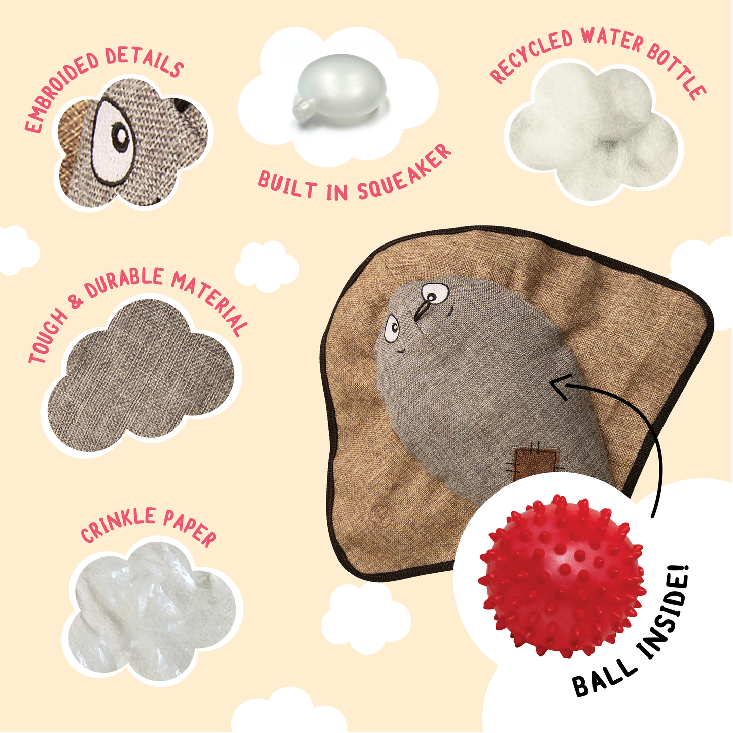 Sally the Stingray (2 in 1) - 21" Dog Toy