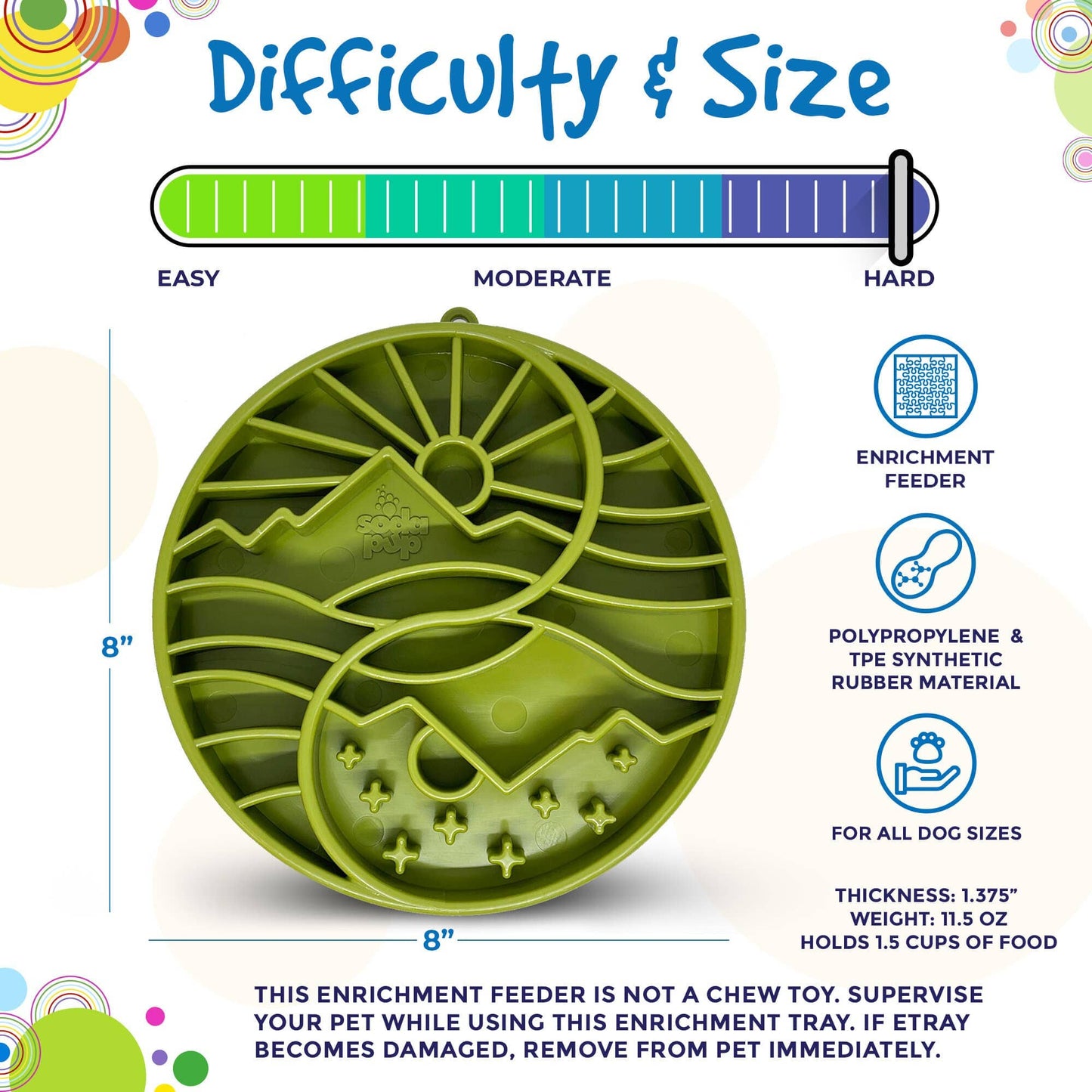 Yin Yang Design Shallow Slow Feeder Tray for Dogs