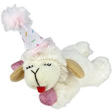 Multipet Lamb Chop w/ Birthday Hat Cat Toy