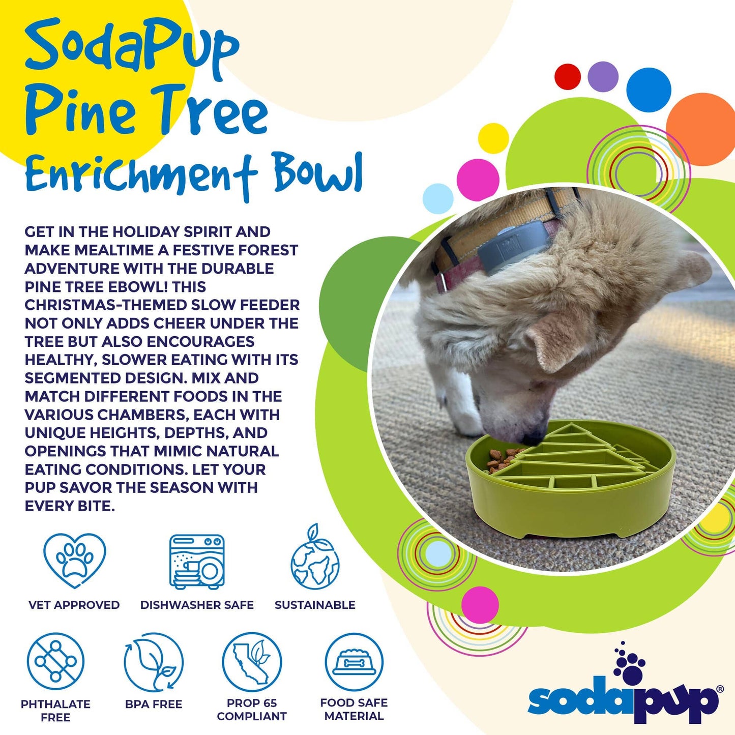 Pine Tree Enrichment Slow Feeder Bowl for Dogs: Trees ebowl - Green