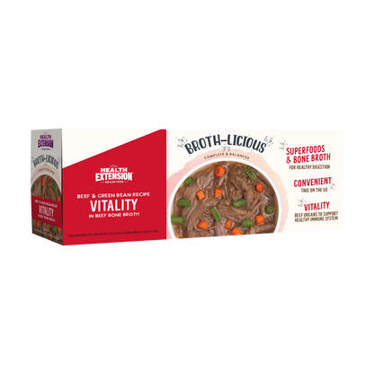 Broth-Licious Beef & Green Bean in Bone Broth -Vitality Recipe for Adult Dogs