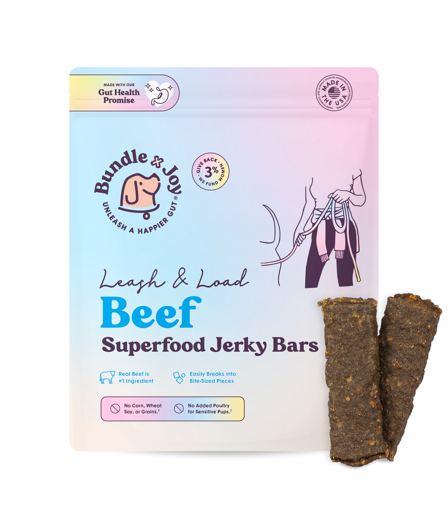 Leash & Load Beef Superfood Jerky Bars for Dogs 5oz