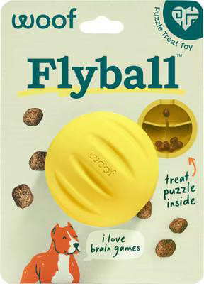 Woof Flyball Dog Toy: Yellow