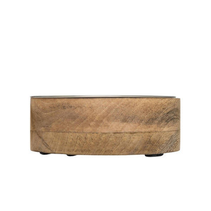 Stainless Steel Dog Bowl with Wood Holder: 1 Quart