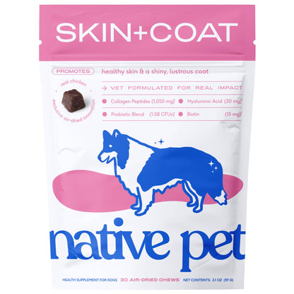 Native Pet Skin + Coat Chews, Skin & Coat Supplement for Dogs: 30ct