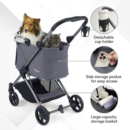 Ibiyaya Maxi Deep Pet Stroller: Twin Gray