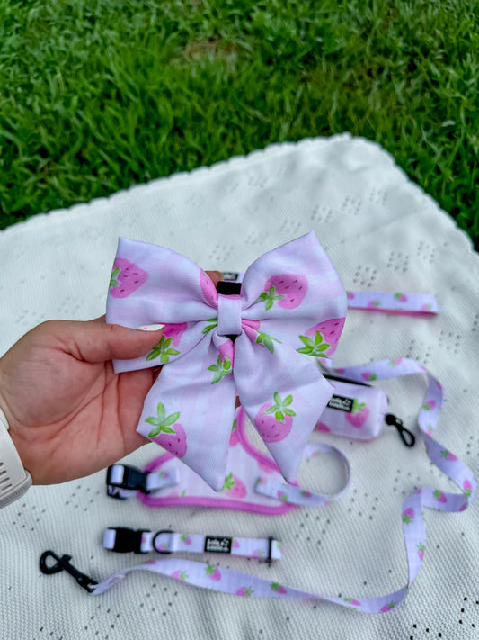 Strawberry Shortpup Dog Sailor Bow