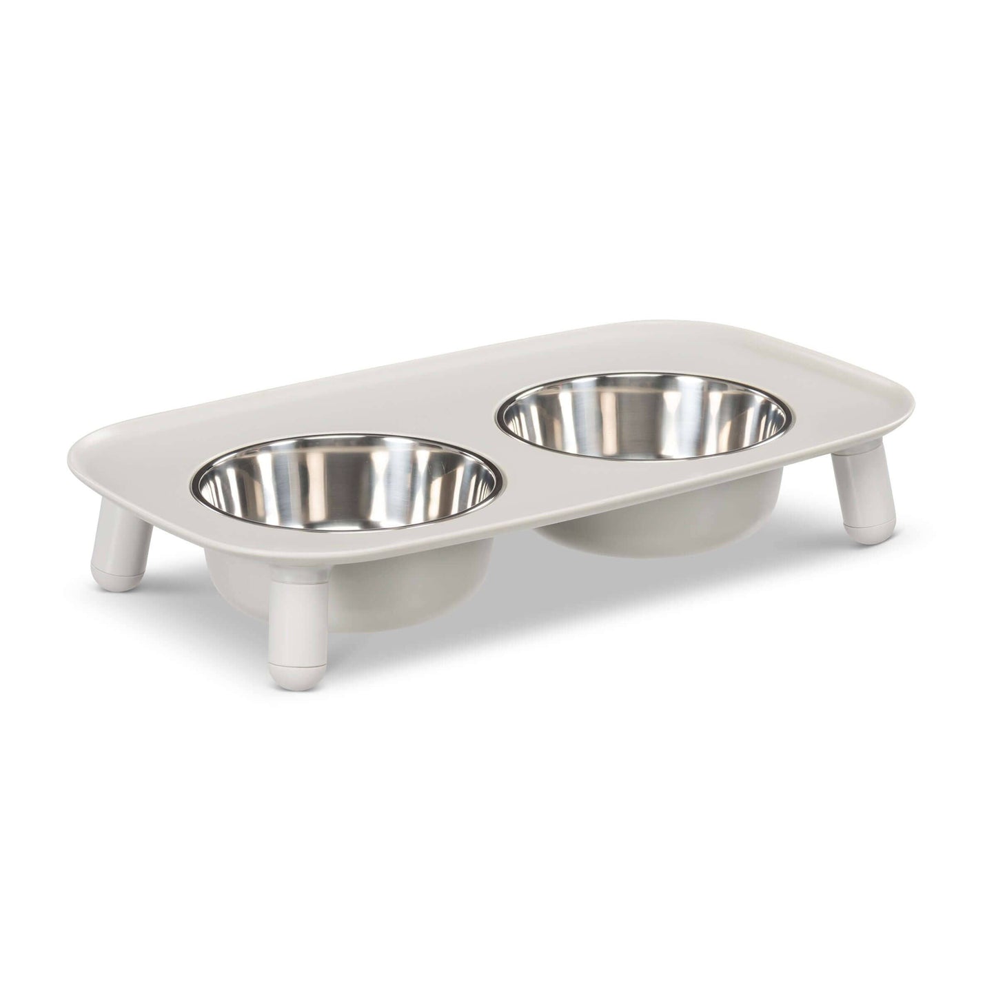 Messy Mutt Elevated Double Dog Feeder, Adjustable Height: Light Grey