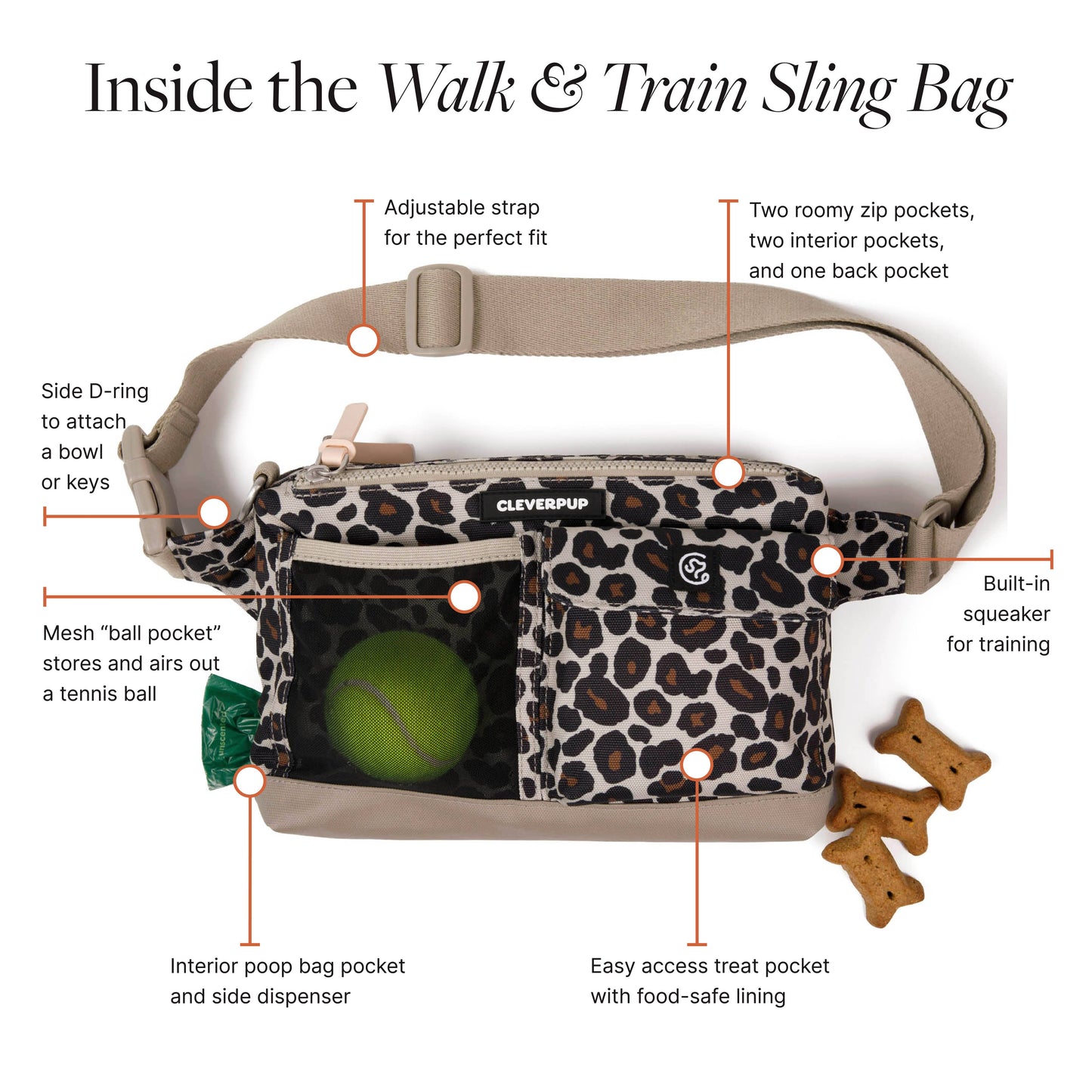 Dog Walk & Train Sling Bag: Leopard