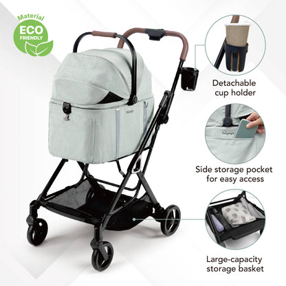 Small Detachable Pet Stroller: Silver Gray