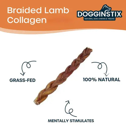 12" Braided Lamb Collagen Sticks