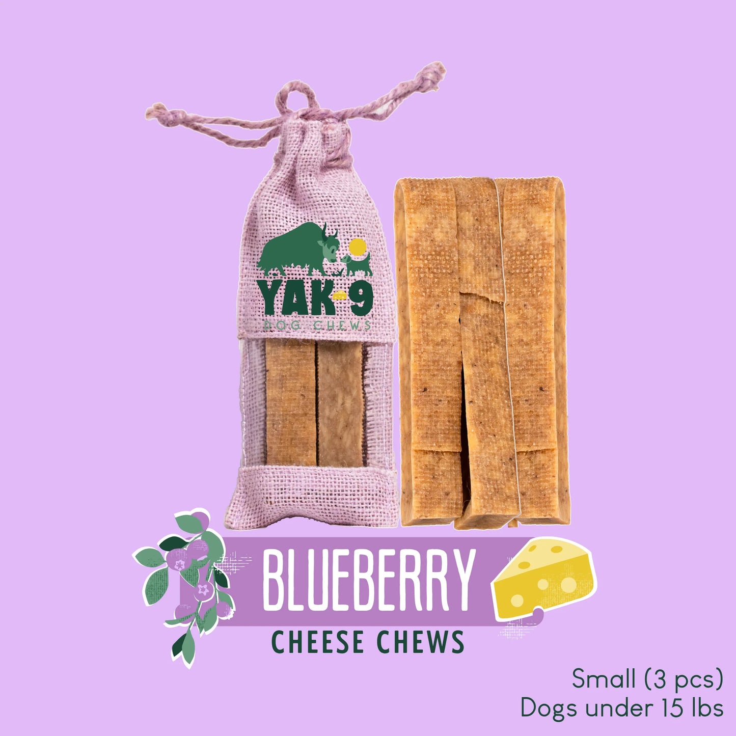 Yak9 Blueberry Yak Chews 3 pack SM