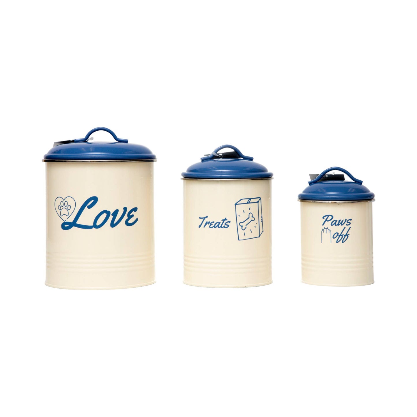 French Blue Pet Treat Storage Canisters
