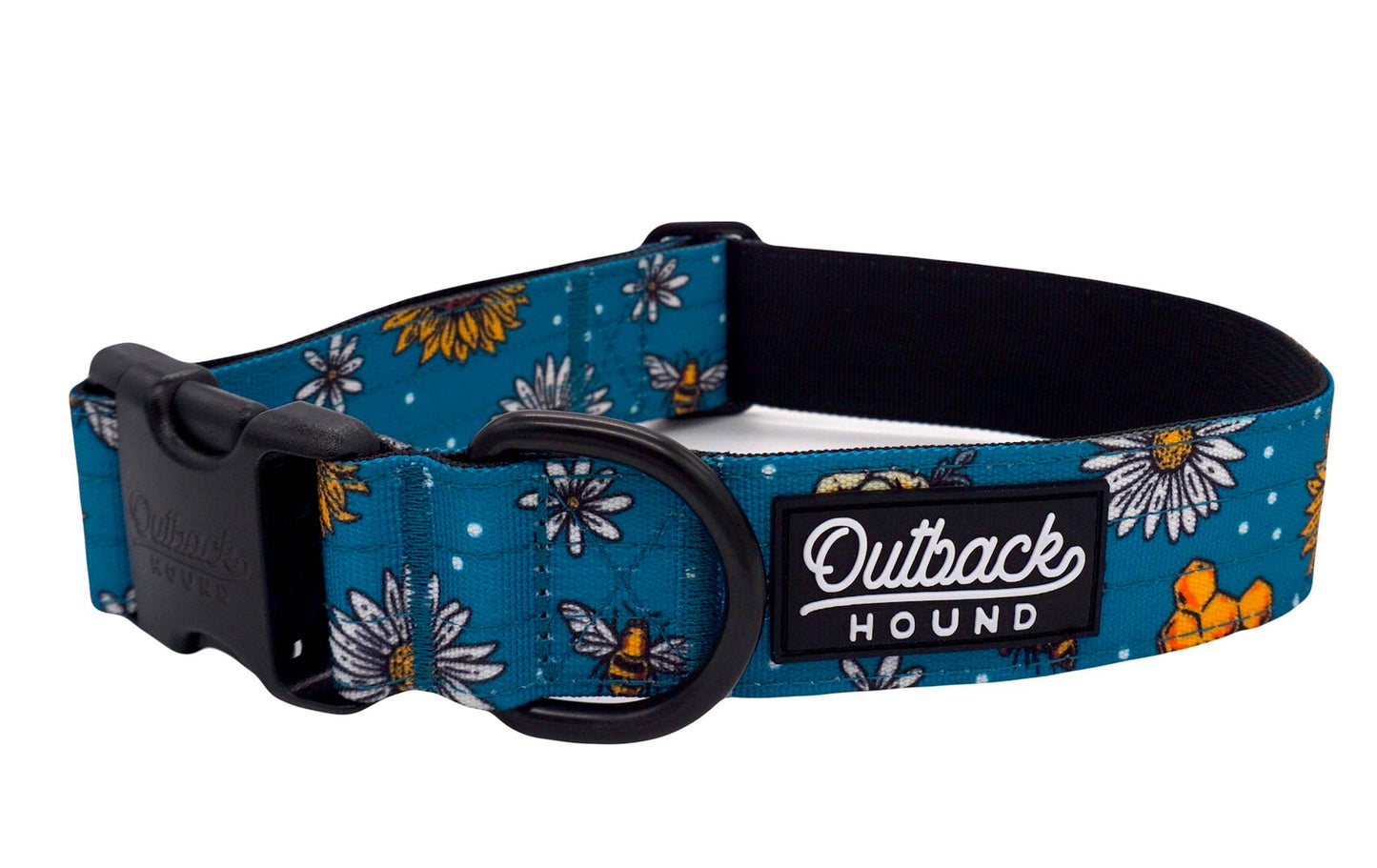 Bees Knees Teal Dog Collar: Small