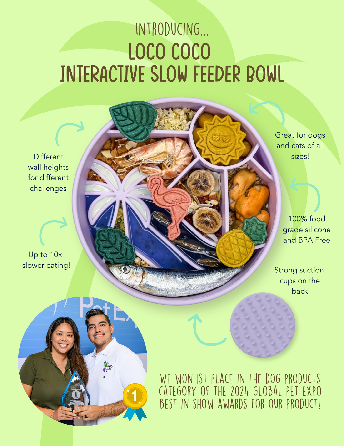 Loco Coco Interactive Slow Feeder Bowl : Moonlight