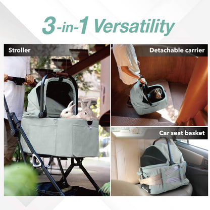 Small Detachable Pet Stroller: Silver Gray