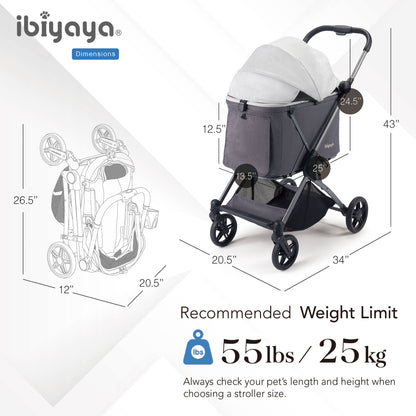 Ibiyaya Maxi Deep Pet Stroller: Twin Gray
