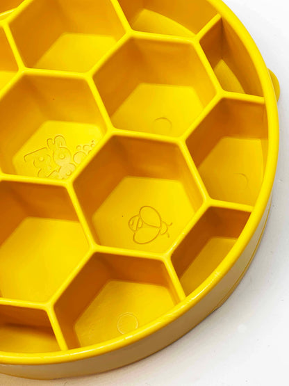 Honeycomb eBowl Enrichment Slow Feeder Bowl for Dogs: Yellow