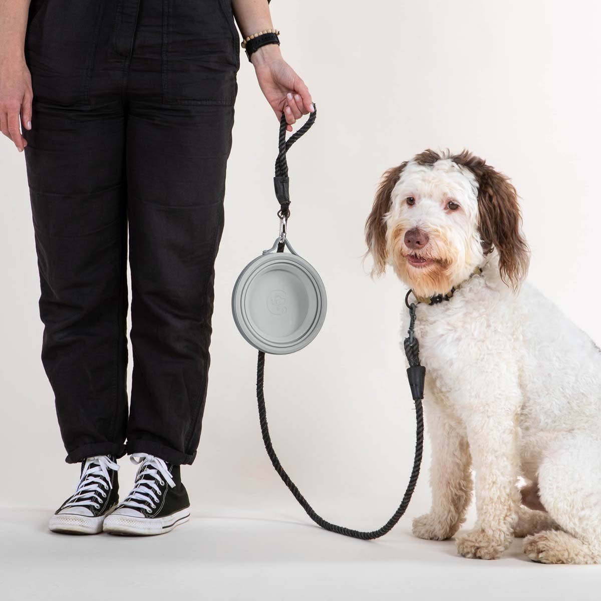 Nomad Collapsible Dog Bowl - Two Sizes Available: Grey Silicone / Large