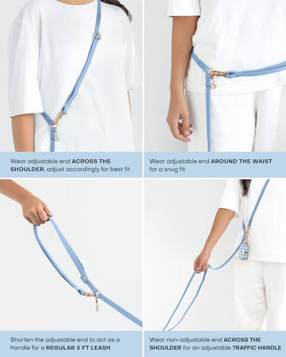 Burgundy 4-in-1 Convertible Hands Free Cloud Dog Leash: Wide
