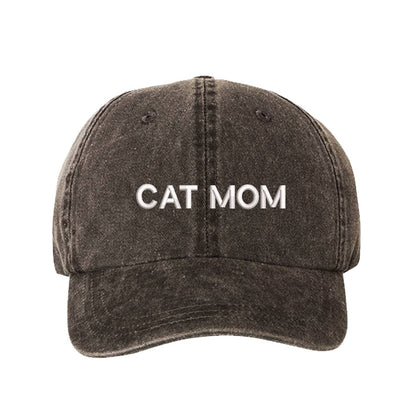 Cat Mom Washed Unisex Baseball Hat