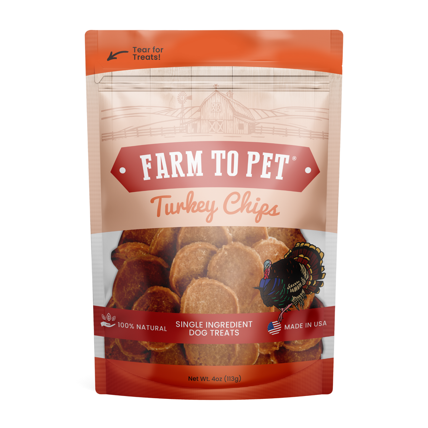 Turkey Chips Dog Treats: 4oz