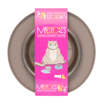 Single Silicone Cat Feeder with Stainless Steel Bowl: Warm Grey