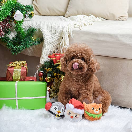 HugSmart Pet - Happy Woofmas | Santa - Dog Ball Toy
