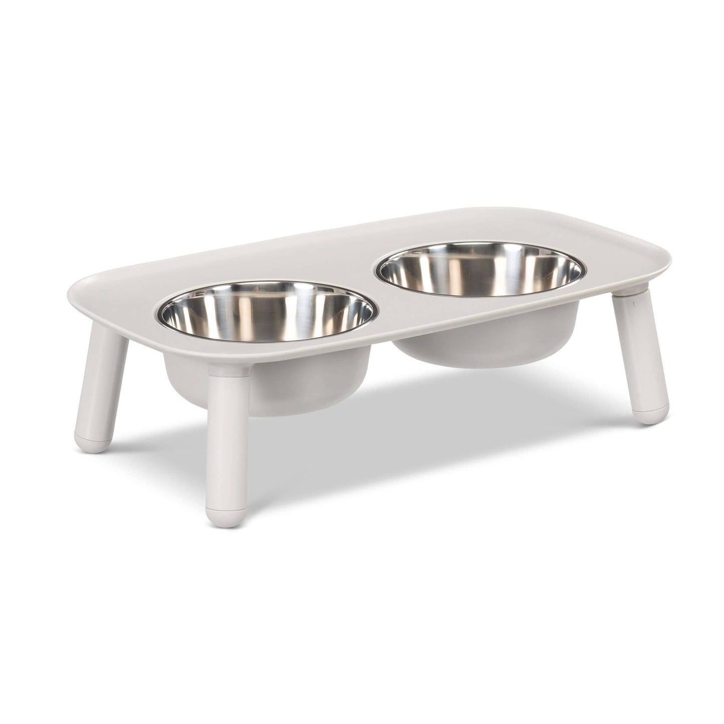 Messy Mutt Elevated Double Dog Feeder, Adjustable Height: Light Grey