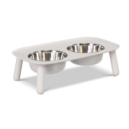 Messy Mutt Elevated Double Dog Feeder, Adjustable Height: Light Grey