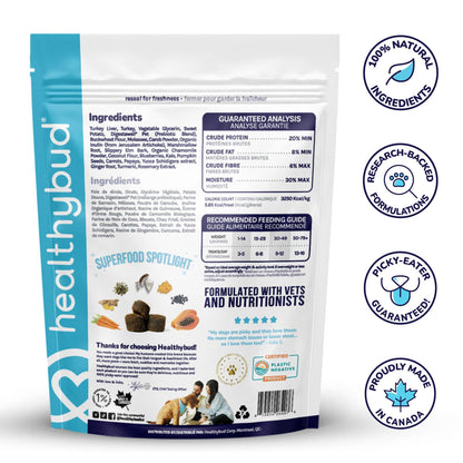 Healthybud's Functional Turkey Dog Treats: 4.6oz