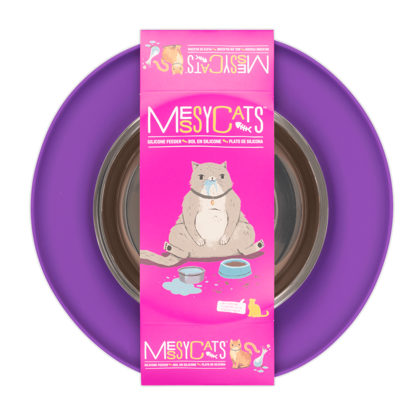 Single Silicone Cat Feeder with Stainless Steel Bowl: Warm Grey