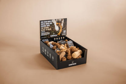 Coffee & Coco Wood Dog Chews with rope