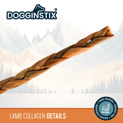 12" Braided Lamb Collagen Sticks